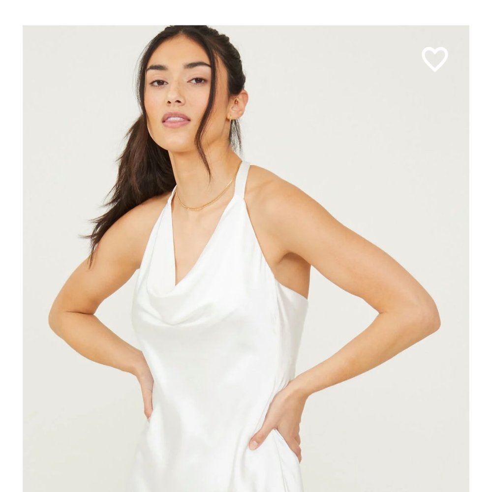 Women’s Medium White Satin Halter Tie Dress